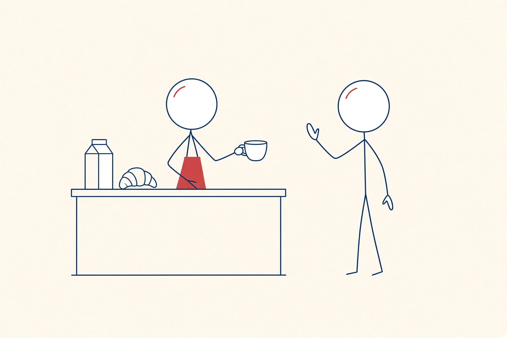 Personal de cafetería detrás de la barra, ilustración